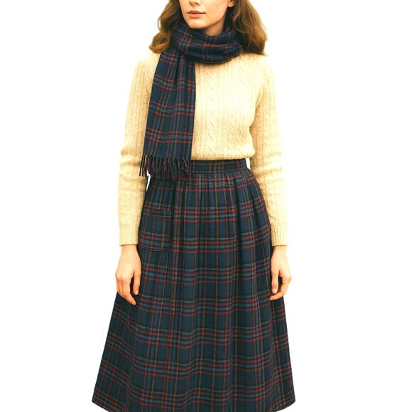 VTG 1970's Pendleton Allison Tartan Virgin Wool Skirt & Scarf Small - Picture 9 of 9